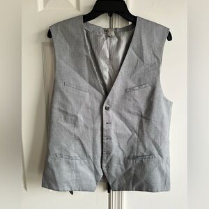 Express Gray Button-Up Vest L